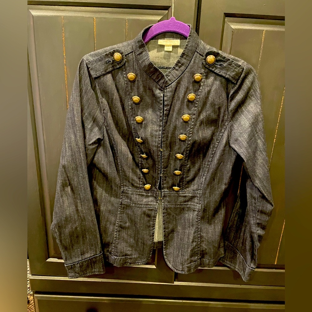 Military style denim jacket